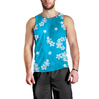 Hawaii Monstera Deliciosa Men Tank Top Blue Plumeria Polynesian Pattern LT05 - Polynesian Pride