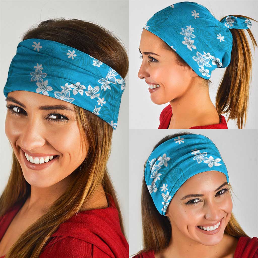 Hawaii Monstera Deliciosa Neck Gaiter Blue Plumeria Polynesian Pattern LT05 - Polynesian Pride