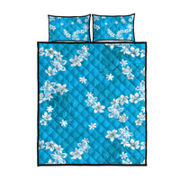 Hawaii Monstera Deliciosa Quilt Bed Set Blue Plumeria Polynesian Pattern LT05 - Polynesian Pride