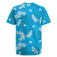 Hawaii Monstera Deliciosa Rugby Jersey Blue Plumeria Polynesian Pattern LT05 - Polynesian Pride