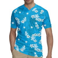 Hawaii Monstera Deliciosa Rugby Jersey Blue Plumeria Polynesian Pattern LT05 - Polynesian Pride