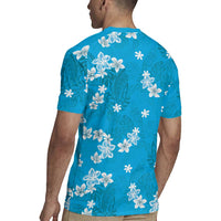 Hawaii Monstera Deliciosa Rugby Jersey Blue Plumeria Polynesian Pattern LT05 - Polynesian Pride