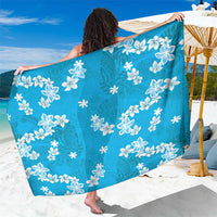 Hawaii Monstera Deliciosa Sarong Blue Plumeria Polynesian Pattern LT05 One Size 44 x 66 inches Blue - Polynesian Pride