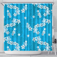 Hawaii Monstera Deliciosa Shower Curtain Blue Plumeria Polynesian Pattern LT05 - Polynesian Pride