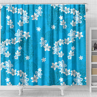 Hawaii Monstera Deliciosa Shower Curtain Blue Plumeria Polynesian Pattern LT05 - Polynesian Pride