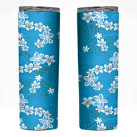 Hawaii Monstera Deliciosa Skinny Tumbler Blue Plumeria Polynesian Pattern LT05 Blue - Polynesian Pride