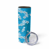 Hawaii Monstera Deliciosa Skinny Tumbler Blue Plumeria Polynesian Pattern LT05 - Polynesian Pride