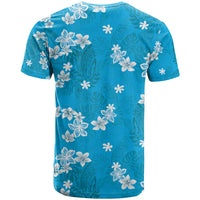 Hawaii Monstera Deliciosa T Shirt Blue Plumeria Polynesian Pattern LT05 - Polynesian Pride