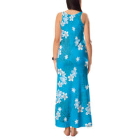 Hawaii Monstera Deliciosa Tank Maxi Dress Blue Plumeria Polynesian Pattern LT05 - Polynesian Pride