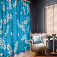 Hawaii Monstera Deliciosa Window Curtain Blue Plumeria Polynesian Pattern LT05 - Polynesian Pride