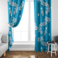 Hawaii Monstera Deliciosa Window Curtain Blue Plumeria Polynesian Pattern LT05 - Polynesian Pride