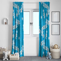 Hawaii Monstera Deliciosa Window Curtain Blue Plumeria Polynesian Pattern LT05 - Polynesian Pride