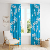 Hawaii Monstera Deliciosa Window Curtain Blue Plumeria Polynesian Pattern LT05 - Polynesian Pride