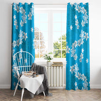 Hawaii Monstera Deliciosa Window Curtain Blue Plumeria Polynesian Pattern LT05 - Polynesian Pride