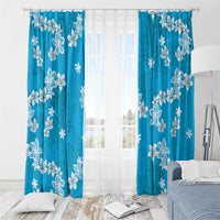 Hawaii Monstera Deliciosa Window Curtain Blue Plumeria Polynesian Pattern LT05 - Polynesian Pride