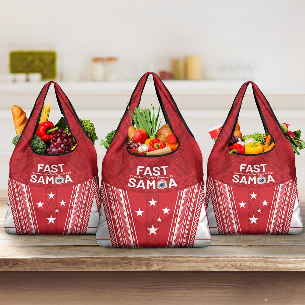 Samoa FAST Grocery Bag Forever Proud Samoan Tribal Pattern LT05 3-pack One Size Red - Polynesian Pride