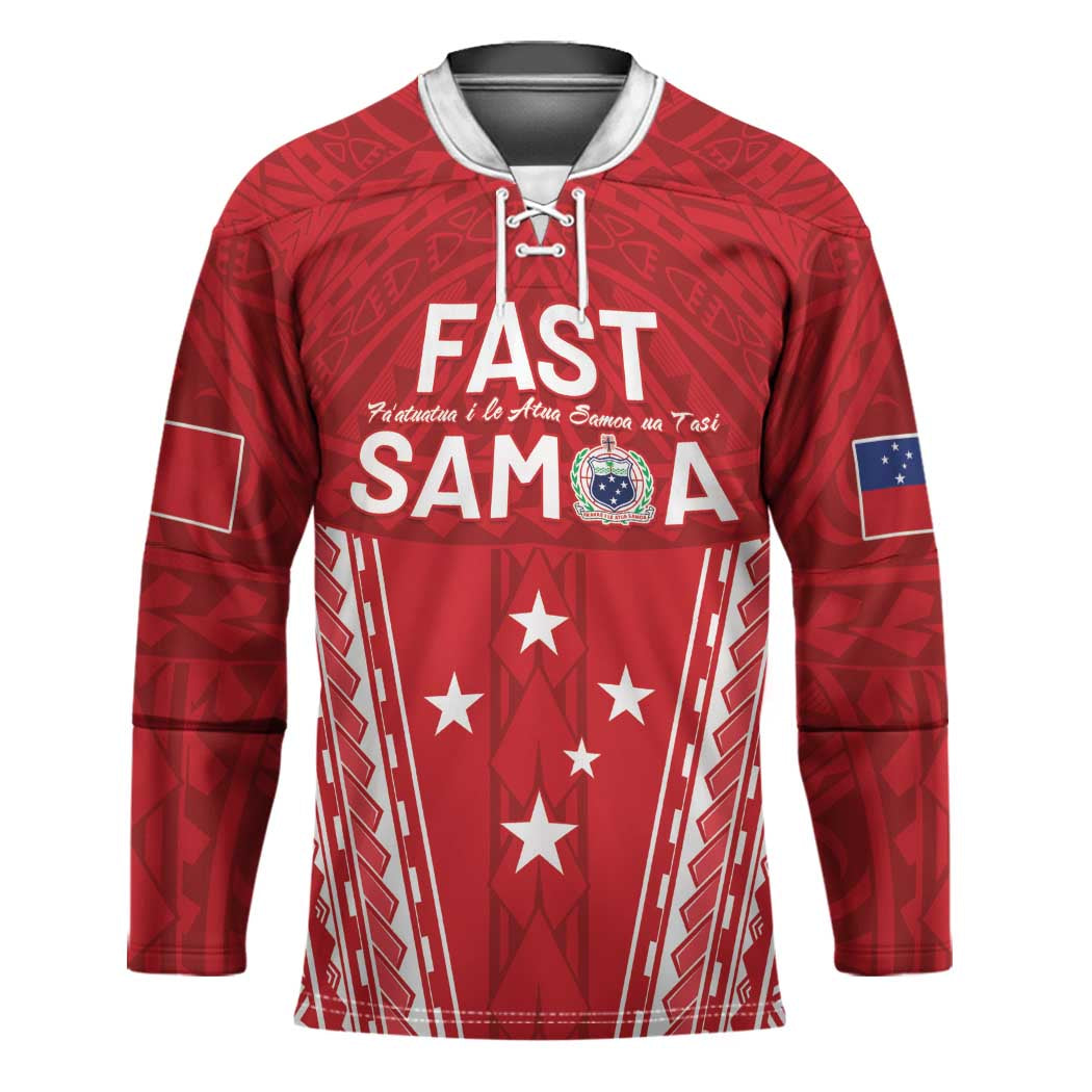 Samoa FAST Hockey Jersey Forever Proud Samoan Tribal Pattern LT05 Unisex Red - Polynesian Pride