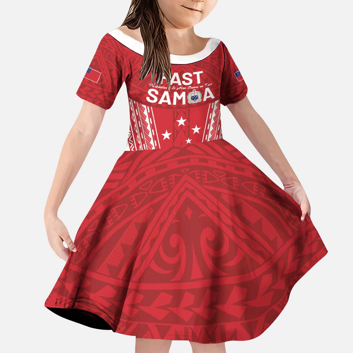 Samoa FAST Kid Short Sleeve Dress Forever Proud Samoan Tribal Pattern LT05 KID Red - Polynesian Pride