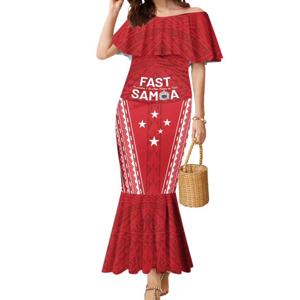 Samoa FAST Mermaid Dress Forever Proud Samoan Tribal Pattern LT05 Women Red - Polynesian Pride