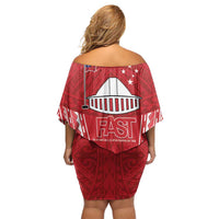 Samoa FAST Off Shoulder Short Dress Forever Proud Samoan Tribal Pattern LT05 - Polynesian Pride