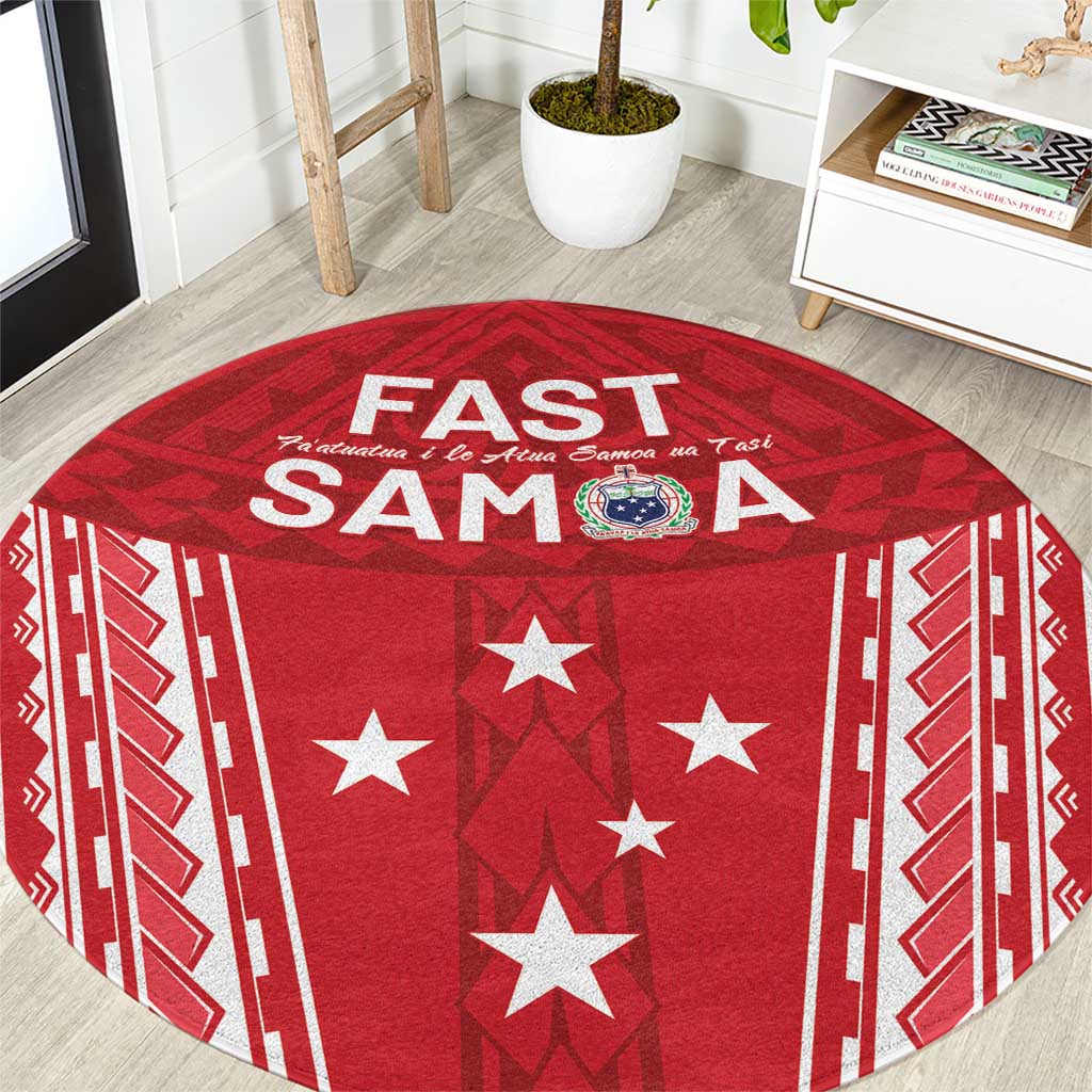 Samoa FAST Round Carpet Forever Proud Samoan Tribal Pattern LT05 Red - Polynesian Pride