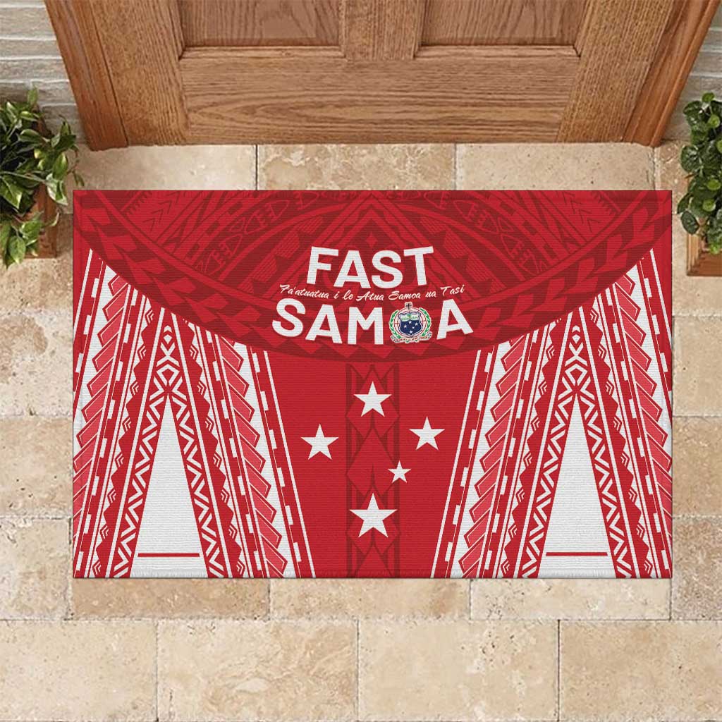 Samoa FAST Rubber Doormat Forever Proud Samoan Tribal Pattern LT05 Red - Polynesian Pride