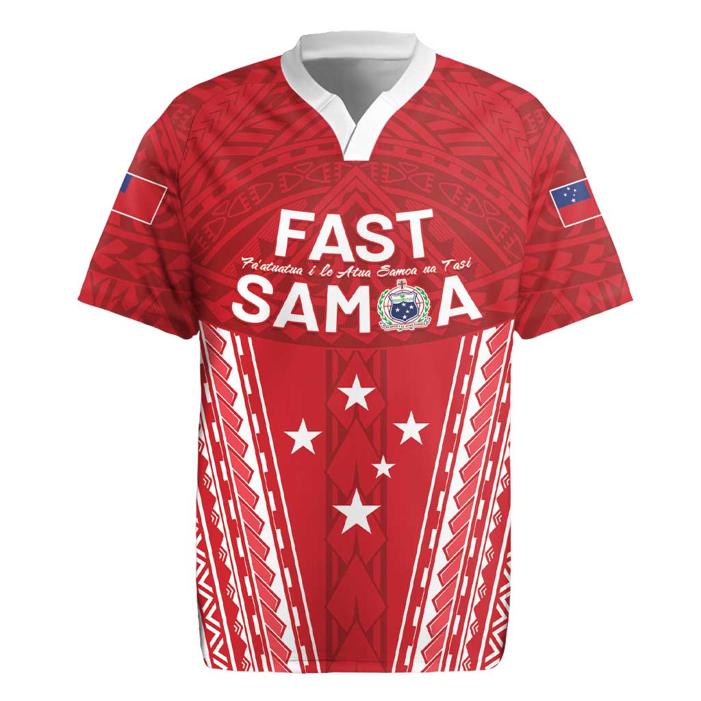 Samoa FAST Rugby Jersey Forever Proud Samoan Tribal Pattern LT05 Red - Polynesian Pride