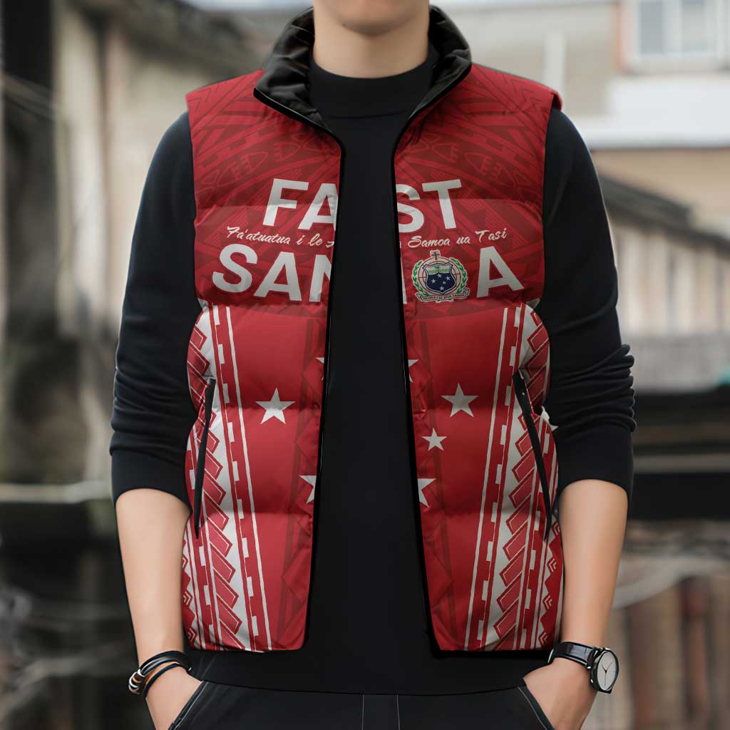 Samoa FAST Sleeveless Puffer Jacket Forever Proud Samoan Tribal Pattern LT05 - Polynesian Pride