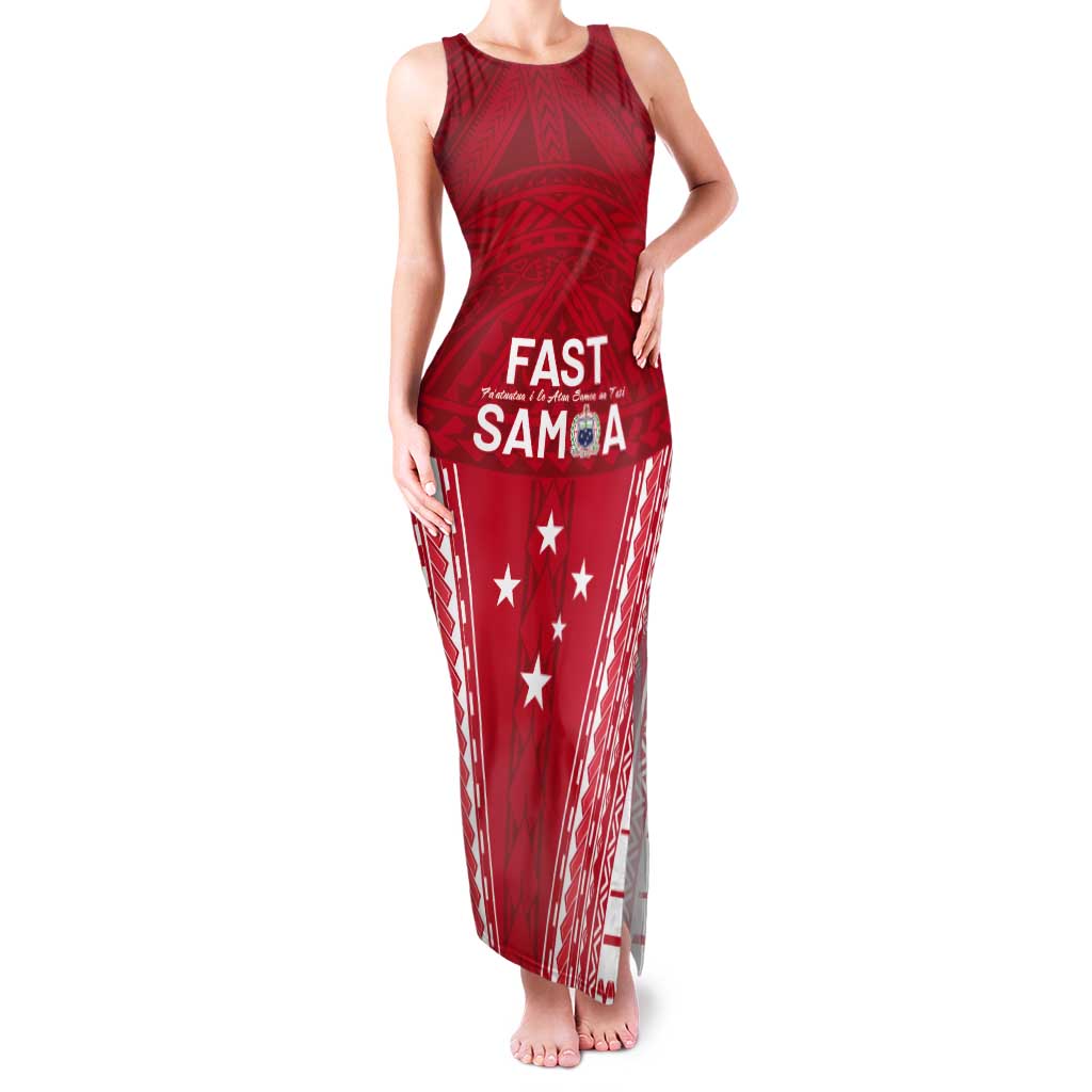 Samoa FAST Tank Maxi Dress Forever Proud Samoan Tribal Pattern LT05 Women Red - Polynesian Pride