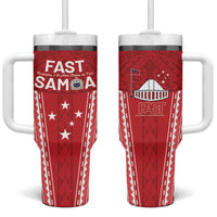 Samoa FAST Tumbler With Handle Forever Proud Samoan Tribal Pattern LT05 One Size: 40 oz Red - Polynesian Pride