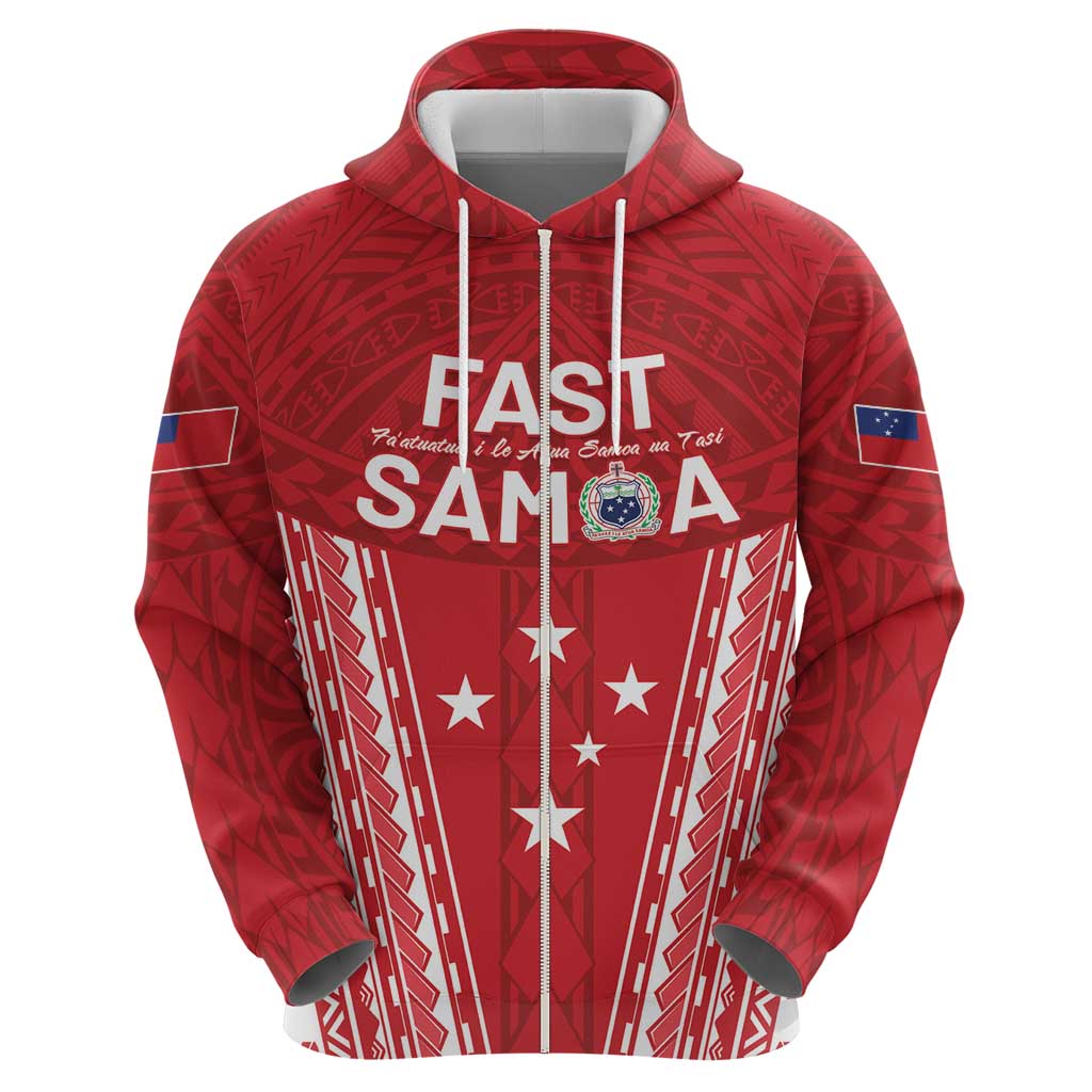 Samoa FAST Zip Hoodie Forever Proud Samoan Tribal Pattern LT05 - Polynesian Pride