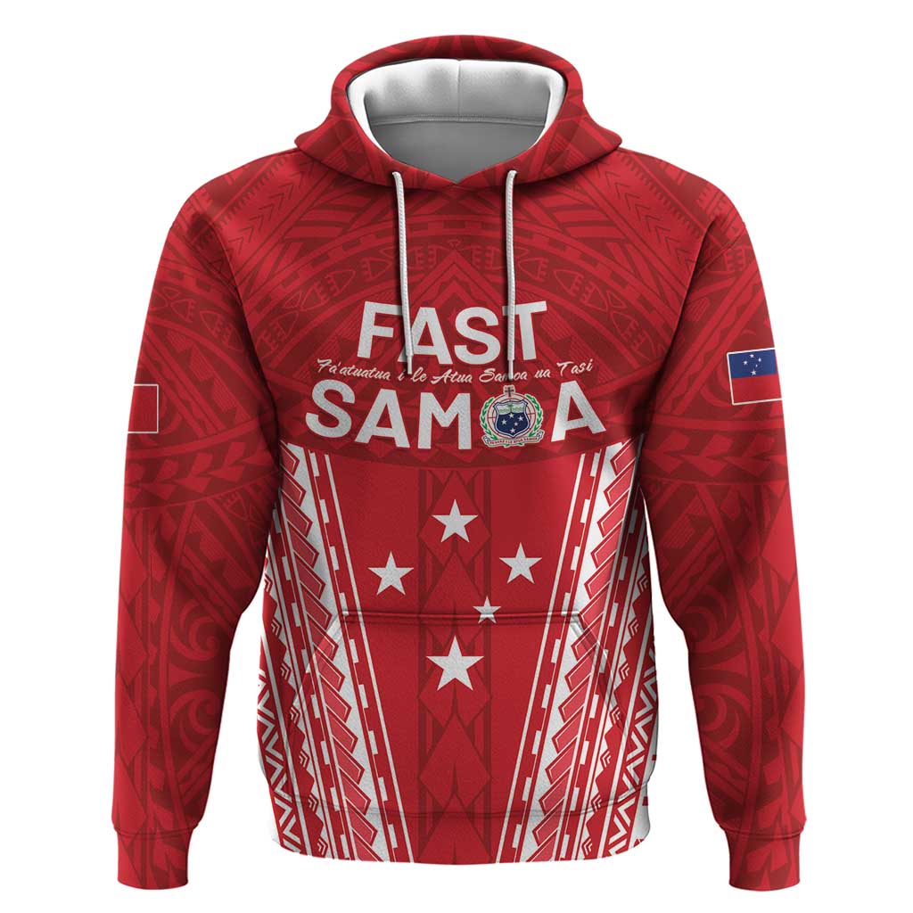 Samoa FAST Zip Hoodie Forever Proud Samoan Tribal Pattern LT05 Pullover Hoodie Red - Polynesian Pride