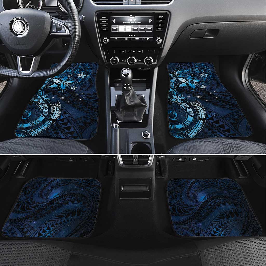 Hawaii Makahiki Season Car Mats Floral Tribal Tattoo Blue Galaxy LT05 Set 4pcs Blue - Polynesian Pride