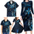 Hawaii Makahiki Season Family Matching Long Sleeve Bodycon Dress and Hawaiian Shirt Floral Tribal Tattoo Blue Galaxy