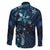 Hawaii Makahiki Season Family Matching Long Sleeve Bodycon Dress and Hawaiian Shirt Floral Tribal Tattoo Blue Galaxy