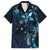 Hawaii Makahiki Season Family Matching Short Sleeve Bodycon Dress and Hawaiian Shirt Floral Tribal Tattoo Blue Galaxy