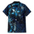 Hawaii Makahiki Season Family Matching Short Sleeve Bodycon Dress and Hawaiian Shirt Floral Tribal Tattoo Blue Galaxy