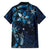 Hawaii Makahiki Season Family Matching Summer Maxi Dress and Hawaiian Shirt Floral Tribal Tattoo Blue Galaxy