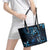 Hawaii Makahiki Season Leather Tote Bag Floral Tribal Tattoo Blue Galaxy