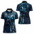 Hawaii Makahiki Season Women Polo Shirt Floral Tribal Tattoo Blue Galaxy