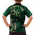 Hawaii Makahiki Season Family Matching Long Sleeve Bodycon Dress and Hawaiian Shirt Floral Tribal Tattoo Green Galaxy