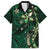 Hawaii Makahiki Season Family Matching Long Sleeve Bodycon Dress and Hawaiian Shirt Floral Tribal Tattoo Green Galaxy