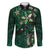 Hawaii Makahiki Season Family Matching Long Sleeve Bodycon Dress and Hawaiian Shirt Floral Tribal Tattoo Green Galaxy