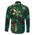 Hawaii Makahiki Season Family Matching Long Sleeve Bodycon Dress and Hawaiian Shirt Floral Tribal Tattoo Green Galaxy