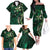 Hawaii Makahiki Season Family Matching Off The Shoulder Long Sleeve Dress and Hawaiian Shirt Floral Tribal Tattoo Green Galaxy