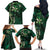 Hawaii Makahiki Season Family Matching Off The Shoulder Long Sleeve Dress and Hawaiian Shirt Floral Tribal Tattoo Green Galaxy