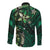 Hawaii Makahiki Season Long Sleeve Button Shirt Floral Tribal Tattoo Green Galaxy