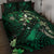 Hawaii Makahiki Season Quilt Bed Set Floral Tribal Tattoo Green Galaxy