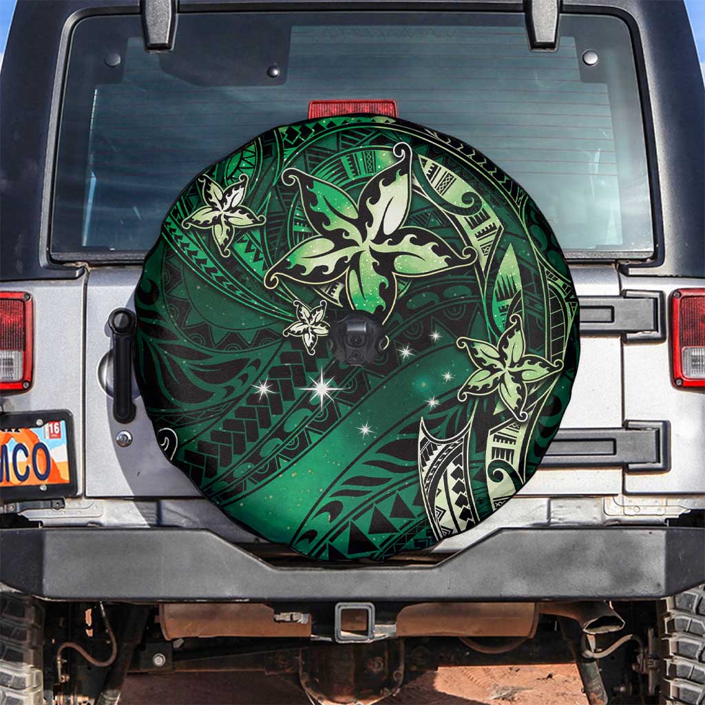 Hawaii Makahiki Season Spare Tire Cover Floral Tribal Tattoo Green Galaxy