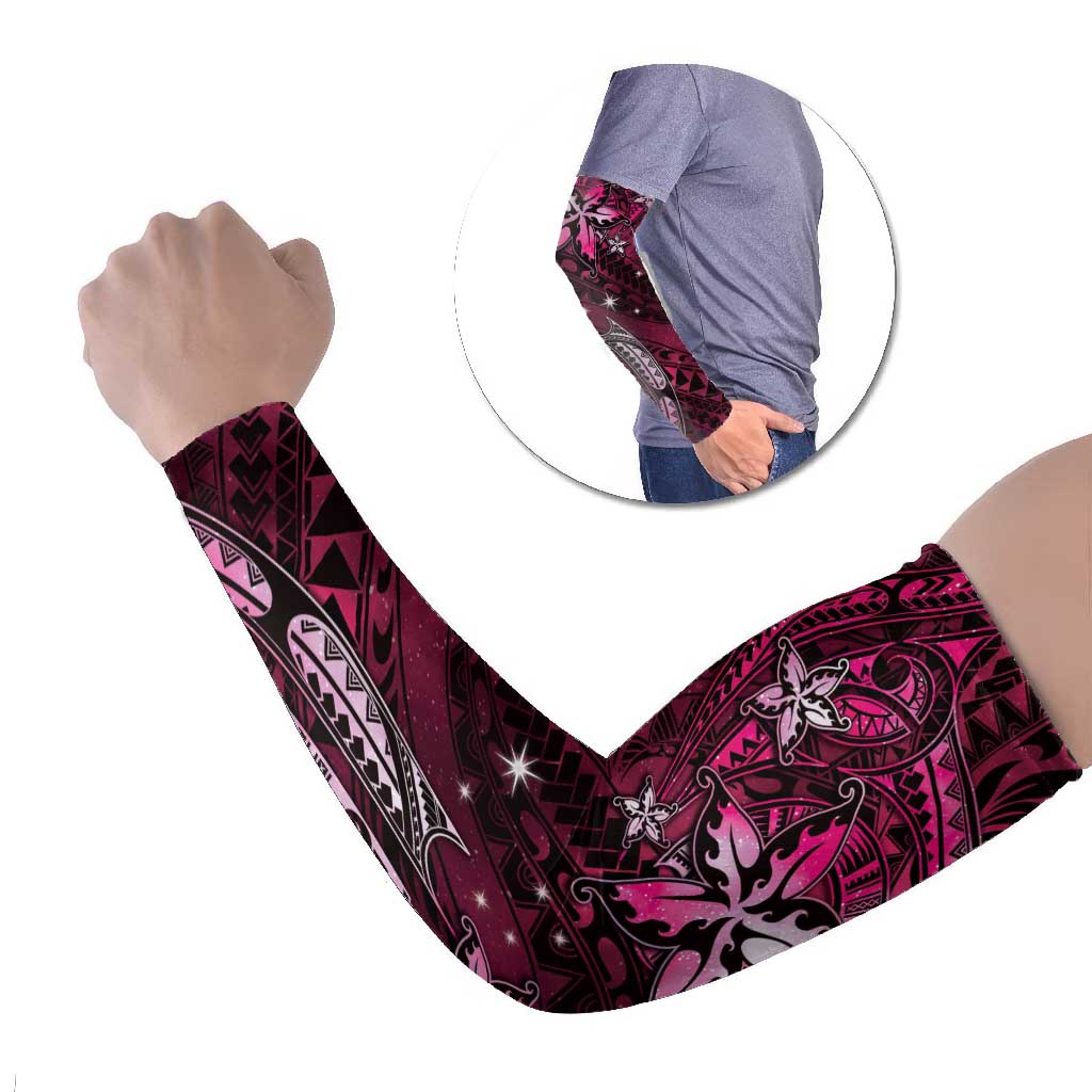 Hawaii Makahiki Season Arm Sleeves Floral Tribal Tattoo Pink Galaxy LT05 Set of 2 Pink - Polynesian Pride